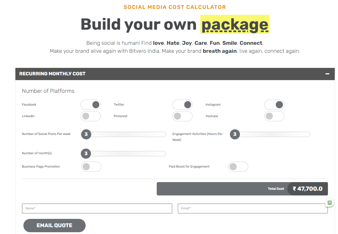 social media cost calculator