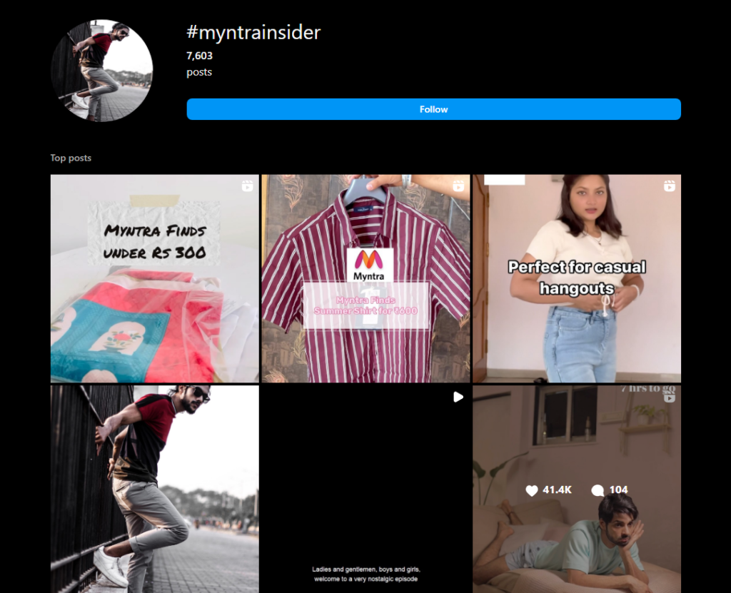  myntra insider campaign example of user generated content by bitvero digital marketing company in india