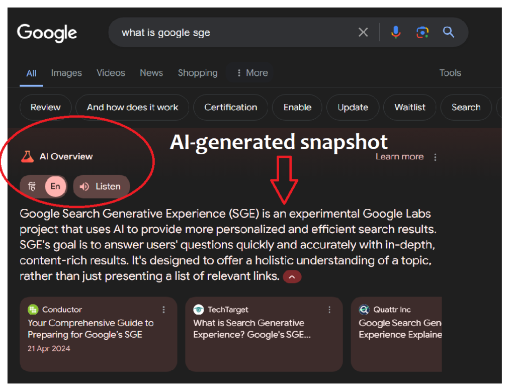  google sge in seo trend bitvero digital marketing company
